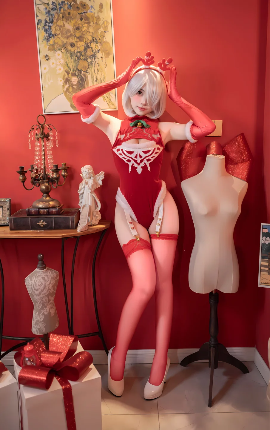 Bangni邦尼 - 圣诞尼尔 红裙御姐 [132P,3V-966MB] tg@simisebaisi 【丝足阁】051.webp
